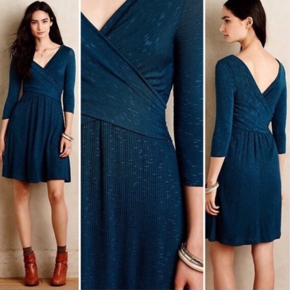 Anthropologie Dresses & Skirts - Anthro Amadi Fara Surplice Teal Lola Dress